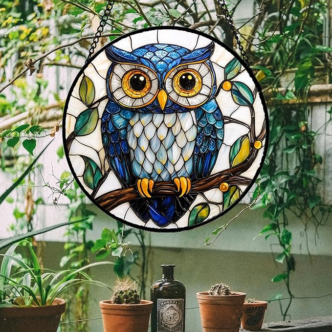 Stained Glass Window Hanging, Owl Gifts - Image 2