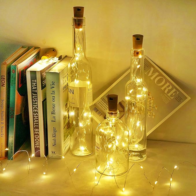 Wine Bottle Lights with Cork Switch, 15 LED 8 Pack Battery Operated Mini Fairy - Image 2