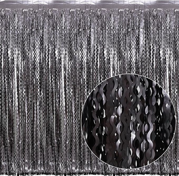 4 Pack Wavy Grey Foil Fringe Curtains Party Decorations - Image 2