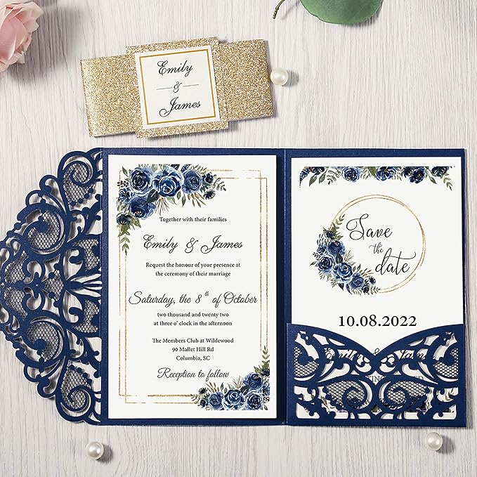DORIS HOME 50PCS Laser Cut Wedding Invitations - Image 8