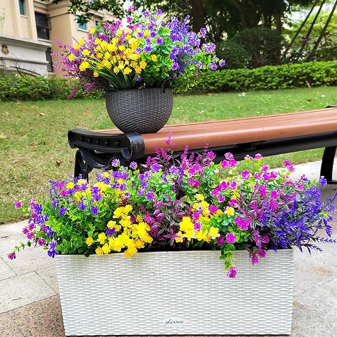20 Bundles Artificial Flowers Outdoor UV Resistant No Fade Fake Plants Faux - Image 6