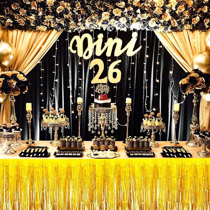 4 Pack 29x108 Inch Metallic Foil Fringe Tinsel Table Skirts - Image 4