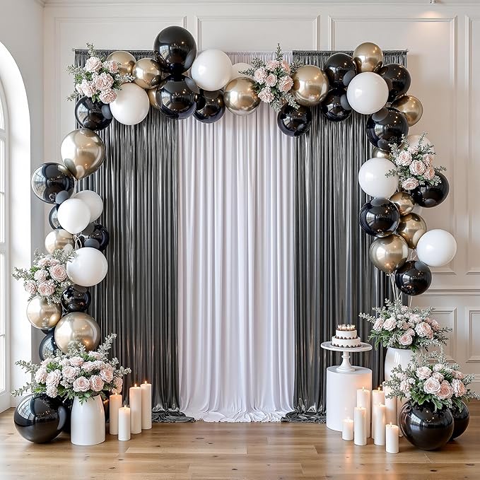 gogoparti 10x10FT Charcoal Silver Sequin Backdrop Curtain - Image 4