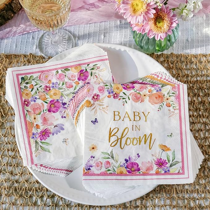 Kate Aspen Baby in Bloom 62 Piece Party Tableware Set Baby Shower Party - Image 7
