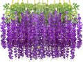 24 Pack Artificial Fake Wisteria Vine Ratta Hanging Garland Silk Flowers String by AITISOR