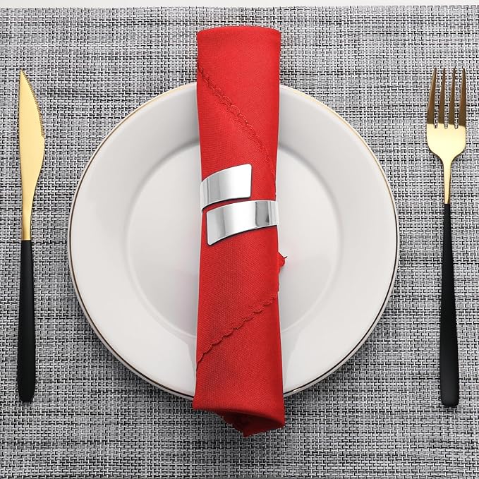 Silver Napkin Rings Set of 10, Metal Material - Image 5