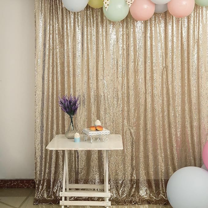 JYFLZQ Champagne Sequin Backdrop Curtains 2ft x 8ft 2 Panel Glitter Photo Booth - Image 5