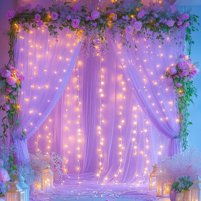 20x10ft Lavender Tulle Backdrop Curtains - Image 2