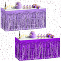 2 Pack Light Purple Dark Purple Table Skirts, 29x108" Metallic Foil Tinsel by Unknown