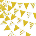 39Ft White and Gold Party Decorations Polka Dot Stripe Triangle Pennant Banner by pinkblume