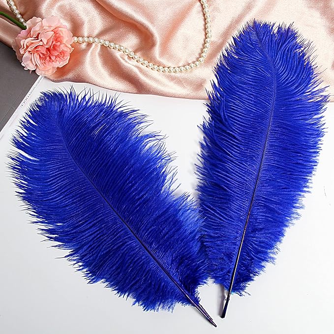 THARAHT Blue Ostrich Feathers 12pcs Large Natural Bulk 16-18Inch 40cm-45cm - Image 4