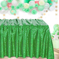 QueenDream Rectangle Tablecloth 90x132 Inches Green Sequin Table Clothes by QueenDream