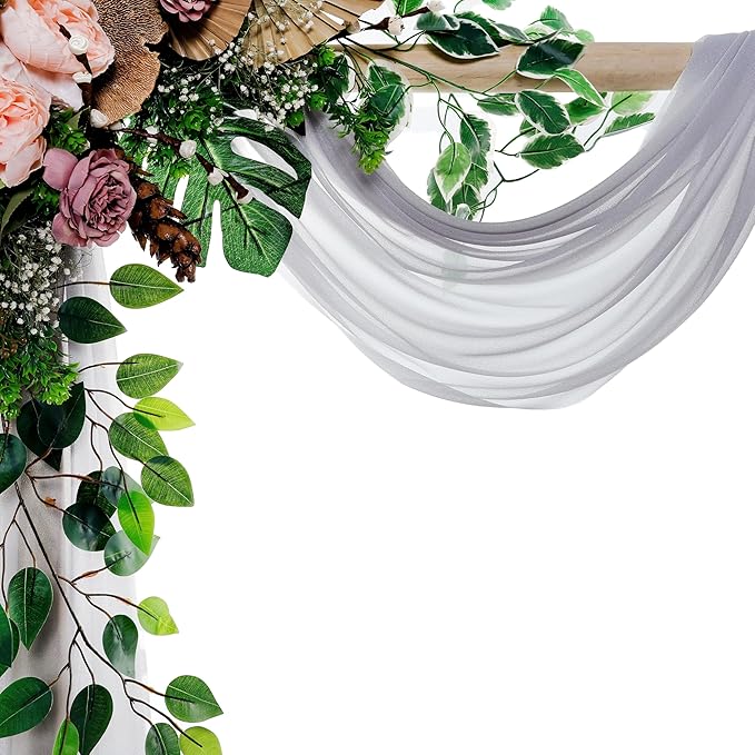 VDS Pack of 2 Panel Wedding Arch Draping Fabric Sheer Chiffon Fabric Drapery - Image 3