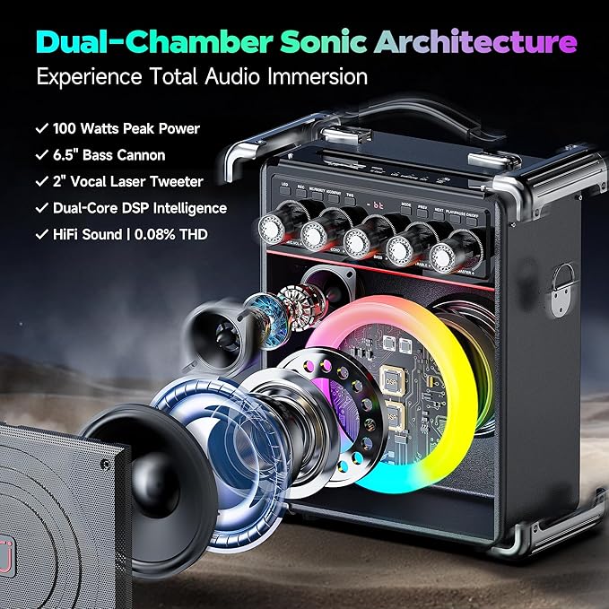 Karaoke Machine with 2 Wireless Mics - Image 2