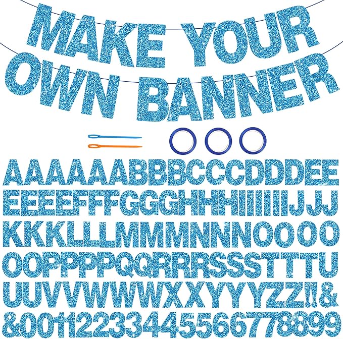 BEISHIDA 116 PCS Glitter Sky Blue DIY Letter Banner Kit Make Your Own by Beishida