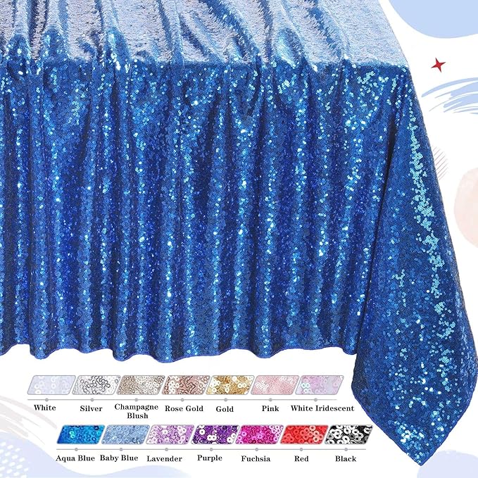 QueenDream Royal Blue Sequin Tablecloth - Image 5