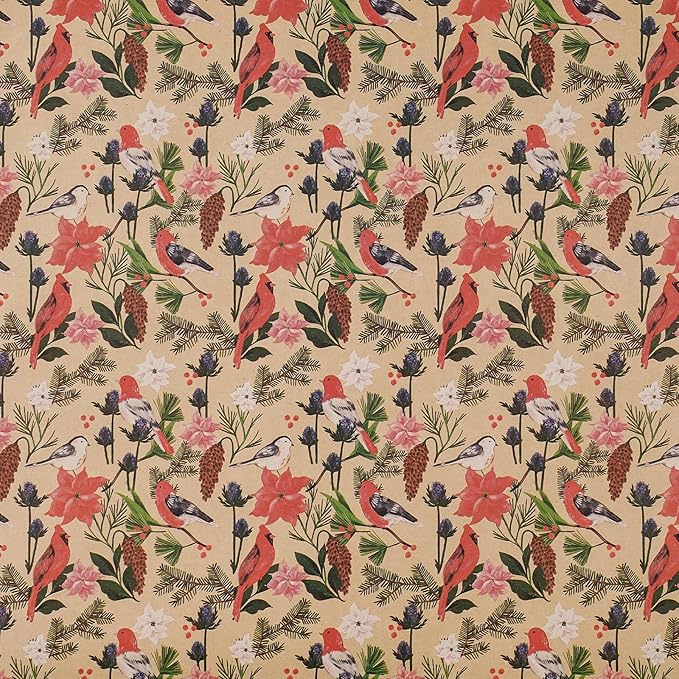 RUSPEPA Kraft Christmas Wrapping Paper Roll, Mini Roll, Watercolor Bird and - Image 9