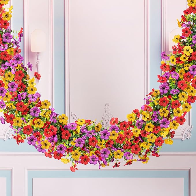 Artificial Flowers Garland Ivy, 4 Pack 5.9 FT Fall Decor UV Resistant Fake Mums - Image 3