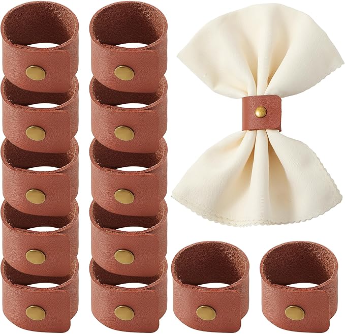 APTWOW Leather Napkin Rings Set of 12 by APTWOW