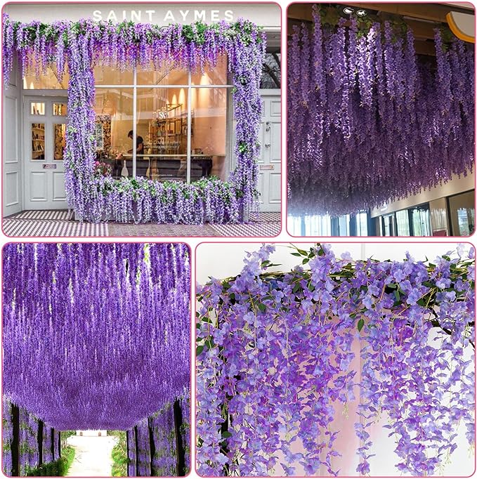 Wisteria Hanging Flowers, Fake Hanging Flowers, Wisteria artificiales Garland - Image 4