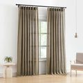 Vision Home Brown Pinch Pleated Semi Sheer Curtains Textured Linen Blended by VisionHome