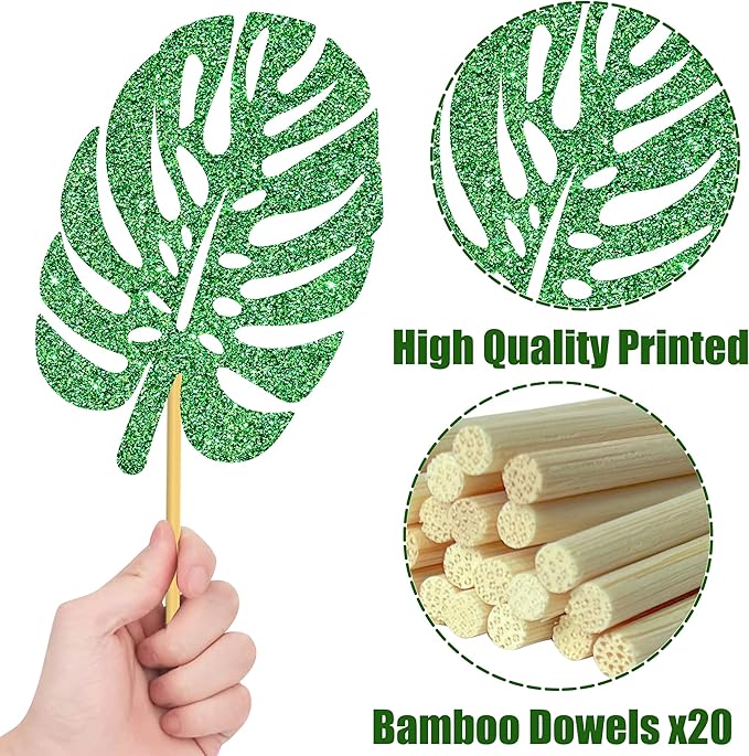 20pcs Glitter Tropical Leaves Centerpiece Decorations - Image 5