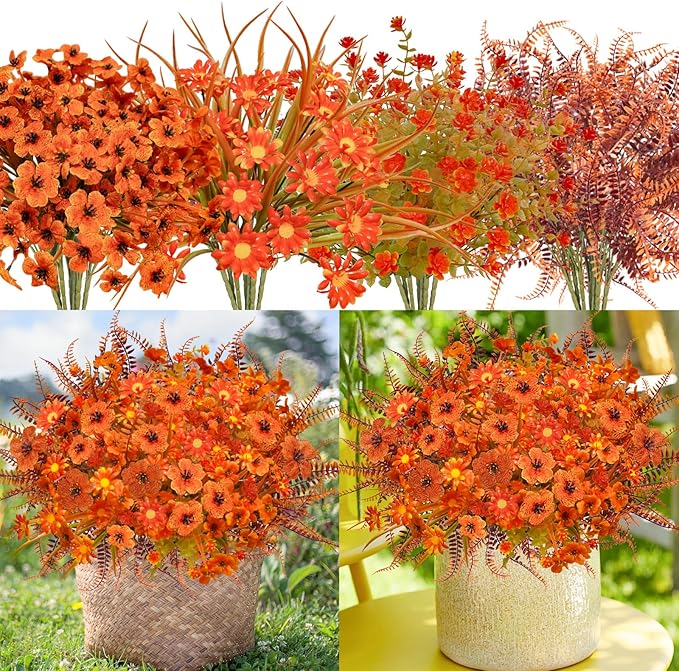 40 Pcs Fake Fall Flowers Artificial Fall Plants Outdoor Faux Fall Flower - Image 5