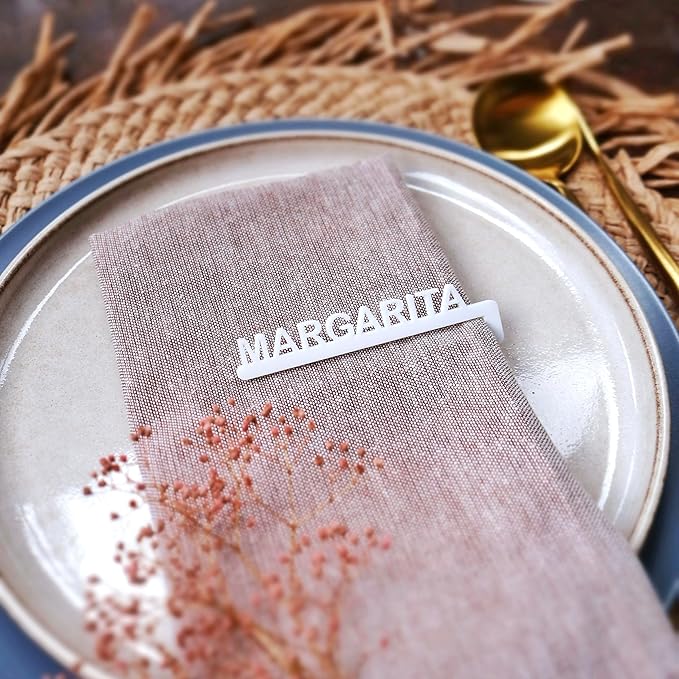Napkin Name Tags, Personalized Napkin Rings, Wedding Name Cards, Wooden Names - Image 9