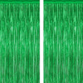 2 Pack Tinsel Backdrop, 3.28 FT x 7.05 FT Green Party Decorations, Metallic by ZATAYE