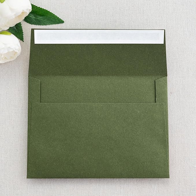 PONATIA 50 PCS 5x7 Envelopes, Olive Green Self- Adhesive A7 Envelopes - Image 2