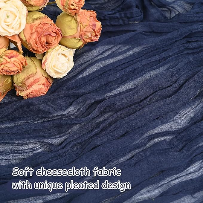 24 Pack Navy Blue Cheesecloth Table Runner 20 x 120 inch Gauze 10FT Semi Sheer - Image 4