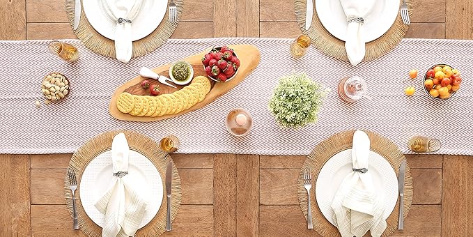 DII Woven Basic Tabletop Collection Chevron Table Runner, Pale Mauve - Image 5