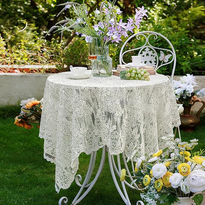 Lace Embroidered Tablecloth. Rectangle Lace Vintage Tablecloth Dustproof Table - Image 2