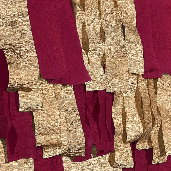 PartyWoo Crepe Paper Streamers 4 Rolls 328ft, Pack of Burgundy and Gold Crepe - Image 2