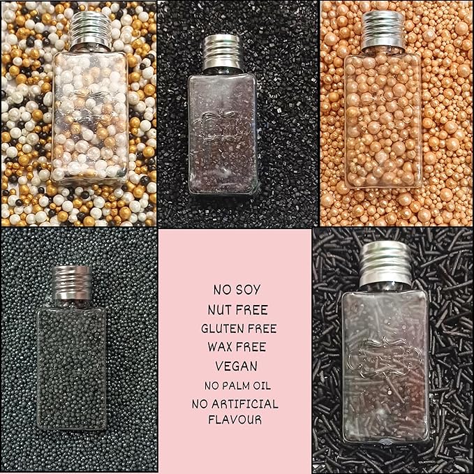 Confect Masquerade Sprinkles Mix – Champagne Gold & Black Pearl Dragees - Image 4