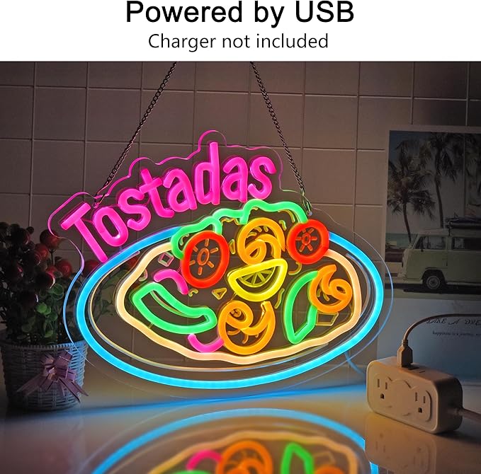 CNBEYOUNG Tostadas Neon Sign, Neon Lights Hanging Wall Art Decoration - Image 2