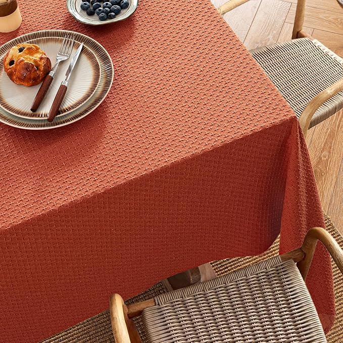 MIULEE Fall Tablecloth Burnt Orange Linen Cottton Table Cloth Rectangle - Image 2