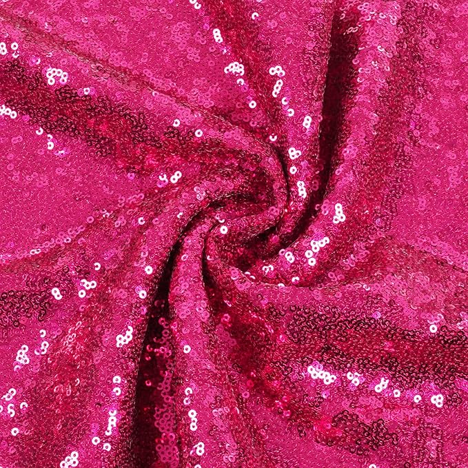 SquarePie Sequin Tablecloth 50 x 72 Inch Hot Pink Glitter Table Linen - Image 5