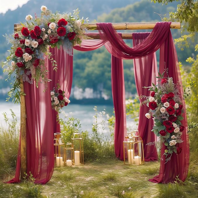 Arch Drapes for Wedding Arch Draping Fabric Burgundy Sheer Backdrop Curtain for by Gogoparti
