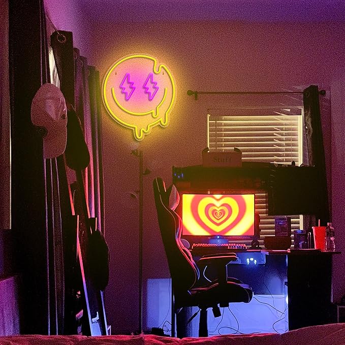 Melting Smile Face Neon Sign Dimmable Melted Smiling Face Neon Signs - Image 3