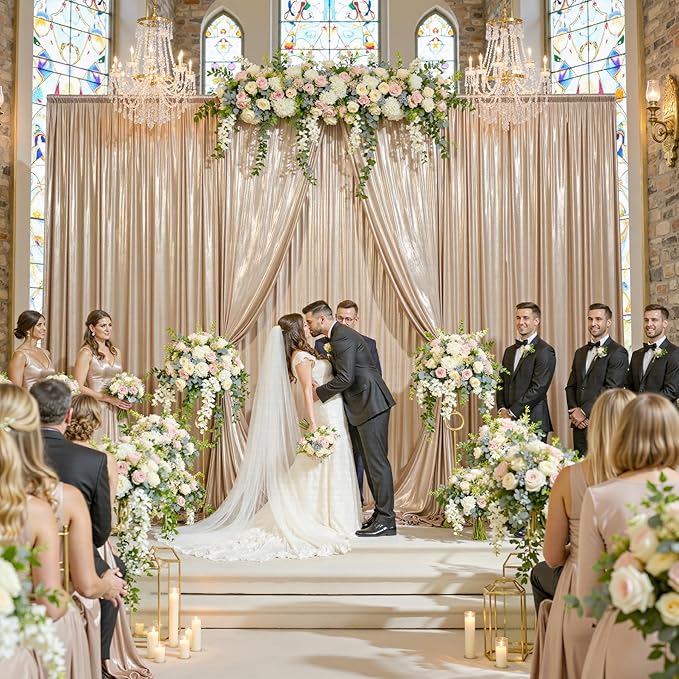 gogoparti 10x10FT Champagne Gold Sequin Backdrop Curtain - Image 8