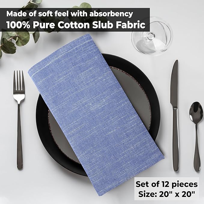 Urban Villa Cloth Napkins 100% Cotton Slub Absorbent Dinner Napkins Oversized - Image 5