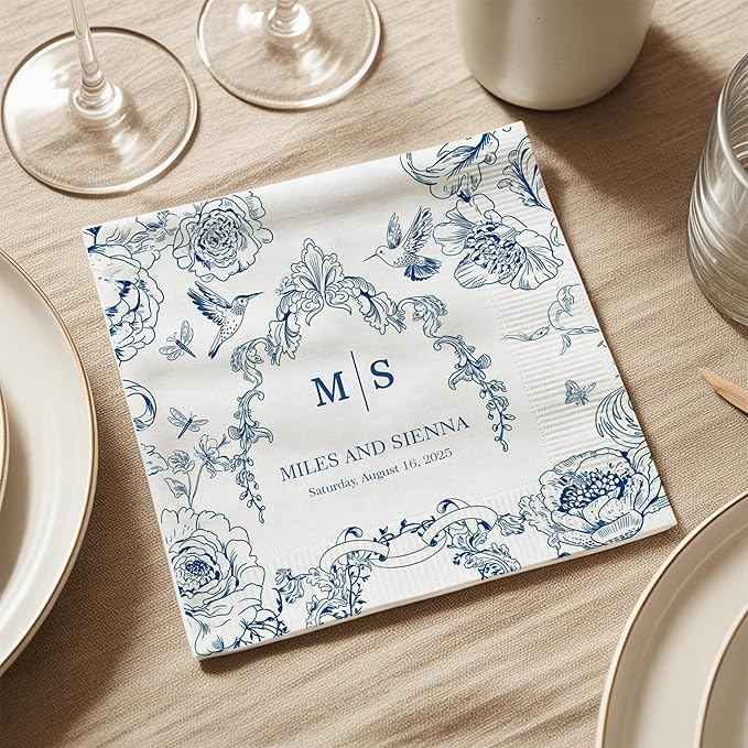 Custom Wedding Cocktail Napkins, Personalized Paper Napkin - Image 6