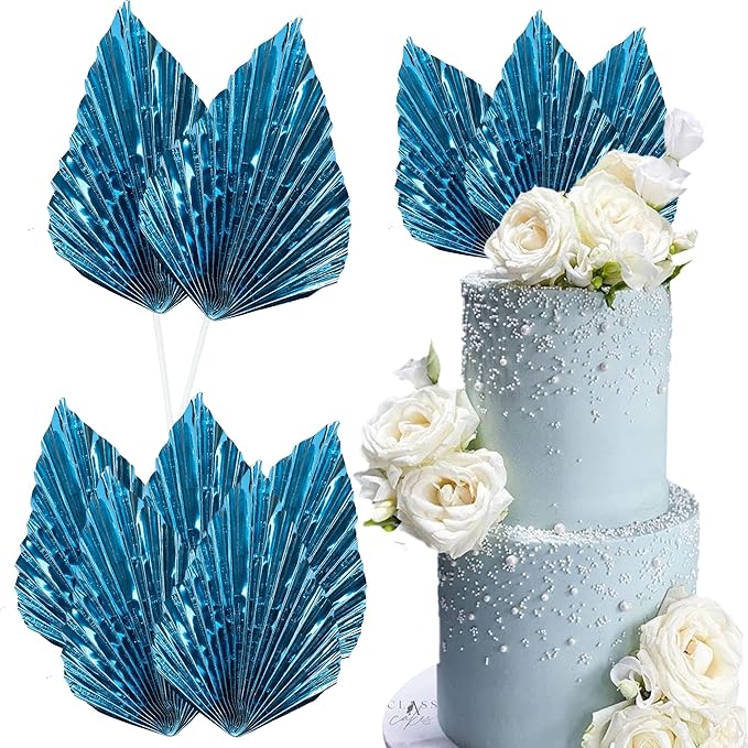 Ephlyn 6Pcs Paper Palm Leaves Fan Cake Toppers Palm Leaf Fan Cake Picks Craft by Ephlyn