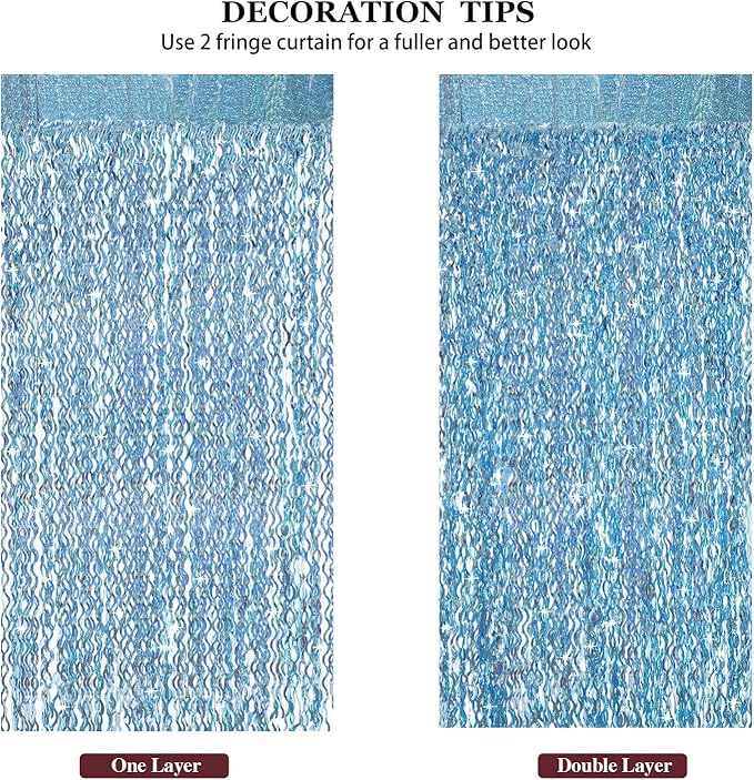 4 Pack Light Blue Party Foil Curtain - Image 5