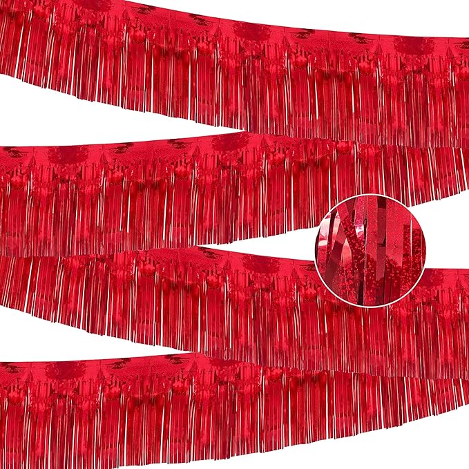 4 Pack 10 Feet Glitter Red Parade Float Decorations by ILHSTY