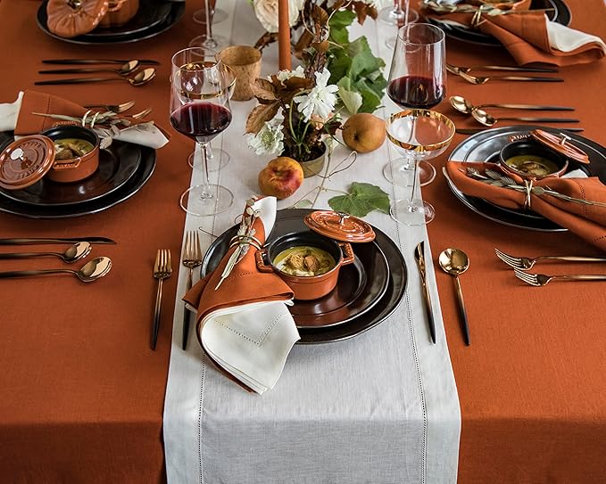 Solino Home Linen Cinnamon Tablecloth 60 x 120 Inch - Image 3