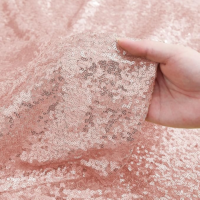Sugargirl Rose Gold Sequin Backdrop Curtain 2 Panels 2FTx8FT Glitter Rose Gold - Image 6