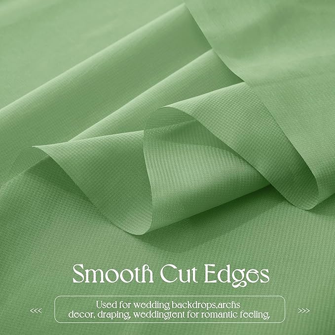 VACVELT Wedding Arch Draping Fabric Sage Green Chiffon, 2 Panels Sheer Drapes - Image 6