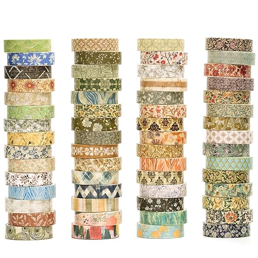 YUBBAEX 60 Rolls Value Washi Tape Pack Retro Arts Masking Tape Basic Patterns by YUBBAEXWashiTapes-MyBulletJournalFriends